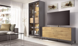 Salón moderno con módulo bajo y vitrina Ref YD2530