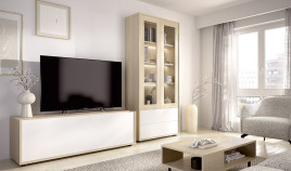 Salón moderno con módulo bajo y vitrina Ref YD2533