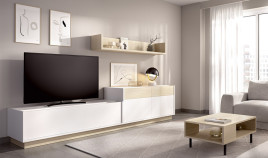 Salón moderno con módulos bajos y estantería Ref YD2537