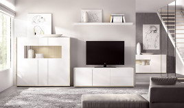 Salón moderno con módulo bajo y vitrina Ref YD2540