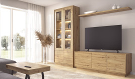 Salón moderno con módulo bajo y vitrina Ref YD2545