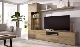 Salón moderno con módulo bajo y vitrina Ref YD2547