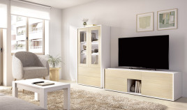 Salón moderno con módulo bajo y vitrina Ref YD2548