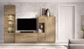 Salón moderno con módulo bajo y vitrinas Ref YD2549