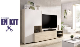 Salón moderno con módulo televisión y módulo alto Ref YK72