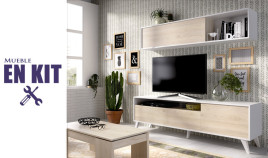 Salón moderno con módulo televisión y módulo colgante Ref YK73