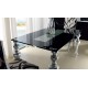 Mesa de Comedor con Patas Torneadas y Tapa Cristal Ref L64000