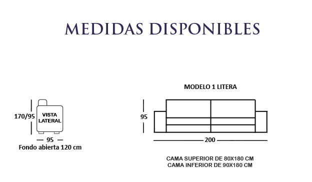 Sofá convertible en litera disponible en gran variedad de tejidos